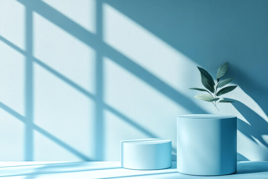 簡(jiǎn)約現(xiàn)代的淺藍(lán)色產(chǎn)品展示臺(tái)