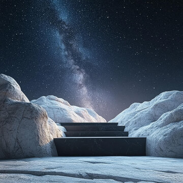 星空銀河階梯背景圖