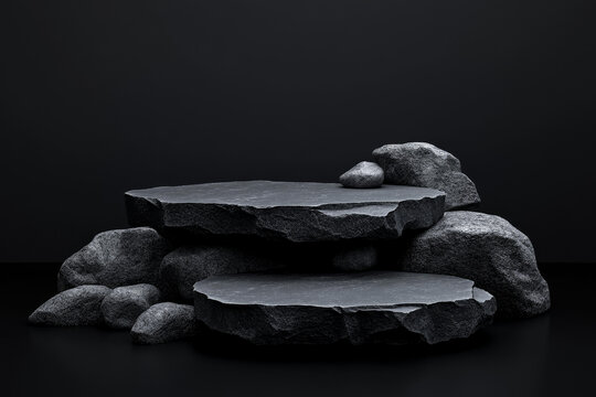 深灰色石材產(chǎn)品展示臺(tái)