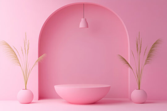 粉色極簡產(chǎn)品展示空間設計