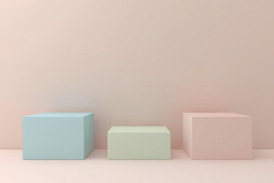 柔和色系幾何展示盒