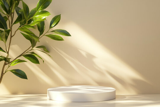 簡(jiǎn)約綠色植物產(chǎn)品展示臺(tái)