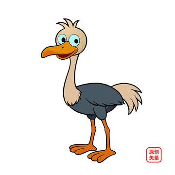 動物簡約卡通鴕鳥