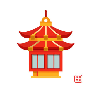 矢量插圖傳統(tǒng)文化紅色宮燈