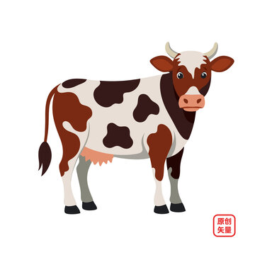 矢量插圖動物奶牛