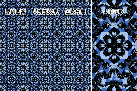 藍(lán)黑色印花圖案