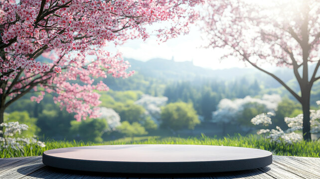 春日櫻花風(fēng)景空景展示臺(tái)