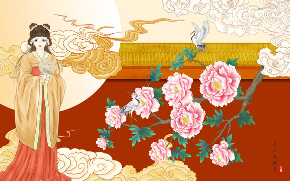 紅墻花鳥(niǎo)背景墻