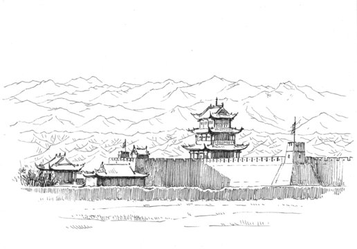甘肅長(zhǎng)城嘉峪關(guān)鋼筆畫