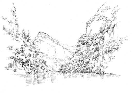 重慶巫山小三峽鋼筆畫(huà)