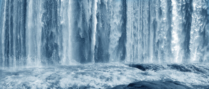 瀑布流水生財(cái)布瀑布風(fēng)景畫發(fā)財(cái)瀑布招財(cái)瀑
