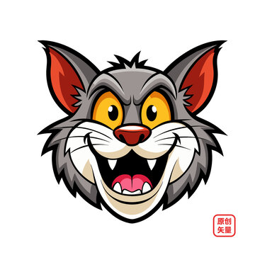 矢量插圖寵物開心小貓頭像