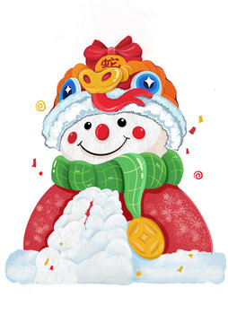 冰雪大世界手繪雪人可愛插畫元素