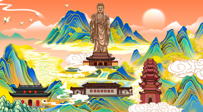 無(wú)錫靈山大佛插畫