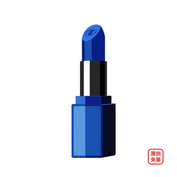 矢量插圖化妝品一只藍(lán)色口紅