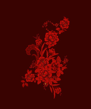 婚慶紅色牡丹