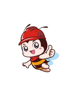 卡通可愛小蜜蜂形象矢量圖