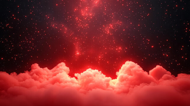 紅云星空夜景圖