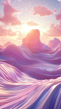 夢(mèng)幻粉色紫色山巒風(fēng)景圖