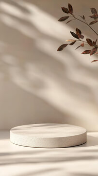 極簡(jiǎn)米白色背景與圓形展示臺(tái)