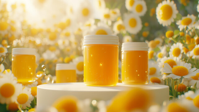 花海中的精美護(hù)膚品瓶裝
