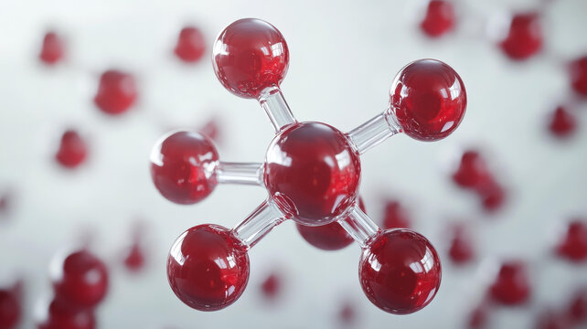 紅色球形原子分子結(jié)構(gòu)圖示