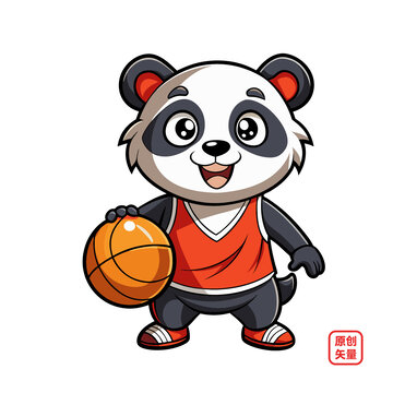 矢量插圖動(dòng)物玩籃球熊貓