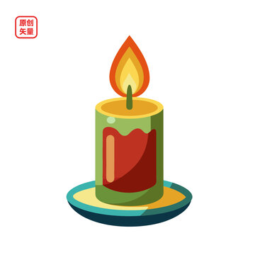 矢量插圖燃燒蠟燭照明祈福