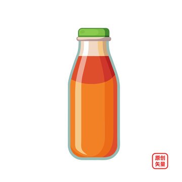 矢量插圖一瓶美味果汁飲料
