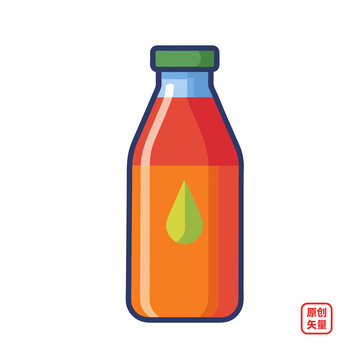 矢量插圖一瓶美味果汁飲料