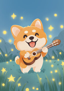 柴犬夜彈尤克里里