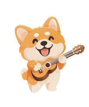 柴犬彈尤克里里
