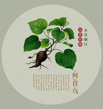 何首烏手繪插畫