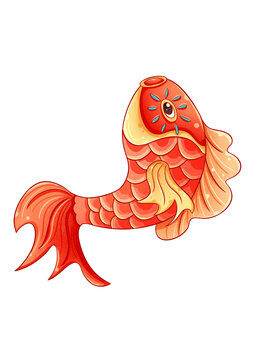 錦鯉鯉魚插畫