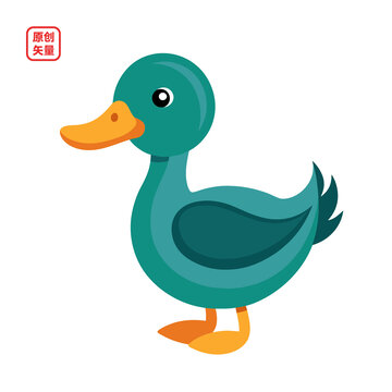 矢量插圖動物簡約可愛小鴨子
