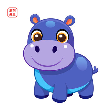 矢量插圖動物可愛小河馬
