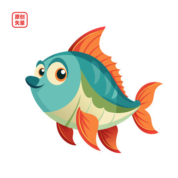 矢量插圖動物可愛一條魚
