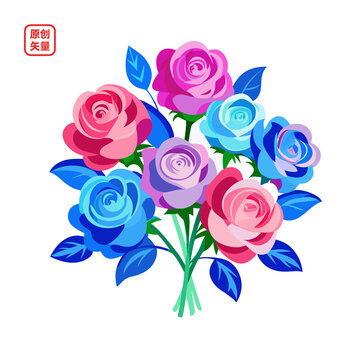 矢量插圖花朵裝飾玫瑰花