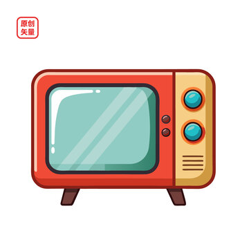 矢量插圖簡(jiǎn)約傳統(tǒng)經(jīng)典電視機(jī)