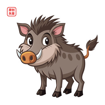 矢量插圖簡(jiǎn)約動(dòng)物小野豬