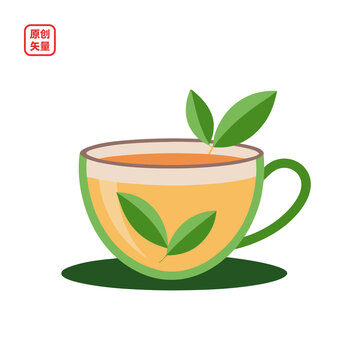 矢量插圖簡約一杯熱茶