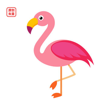 矢量插圖動(dòng)物簡(jiǎn)約火烈鳥(niǎo)