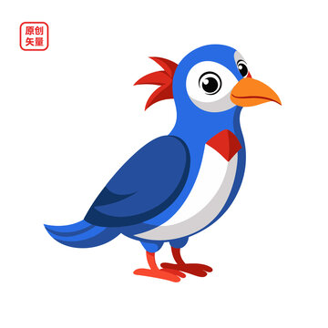 矢量插圖動(dòng)物簡(jiǎn)約藍(lán)色小鳥