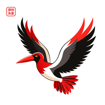 矢量插圖動(dòng)物展翅高飛鳥