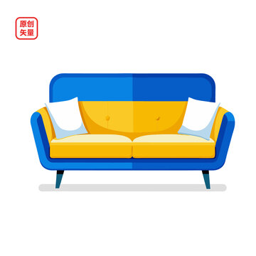 矢量插圖家居雙人沙發(fā)
