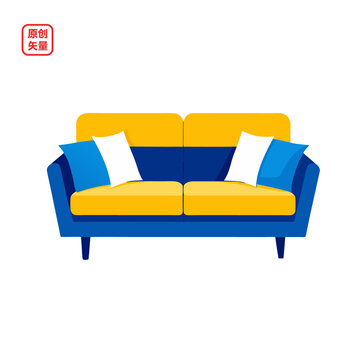 矢量插圖家居雙人沙發(fā)