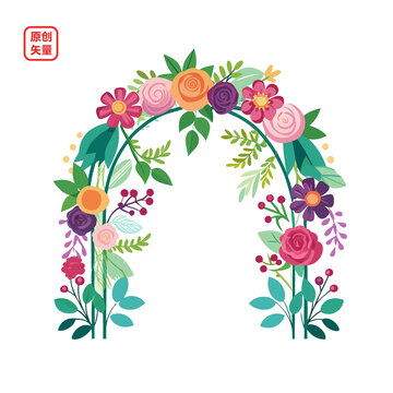 矢量插圖鮮花裝飾拱門