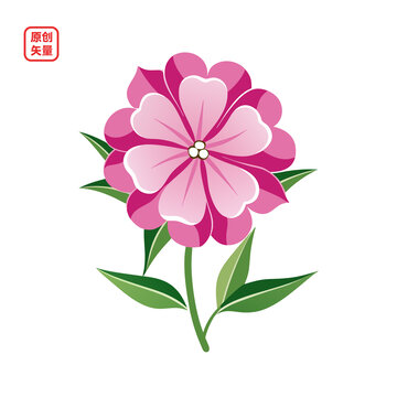 矢量插圖植物簡約一朵小花
