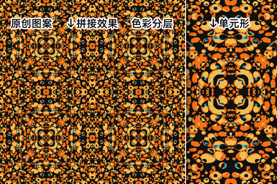 暖色抽象花紋印花