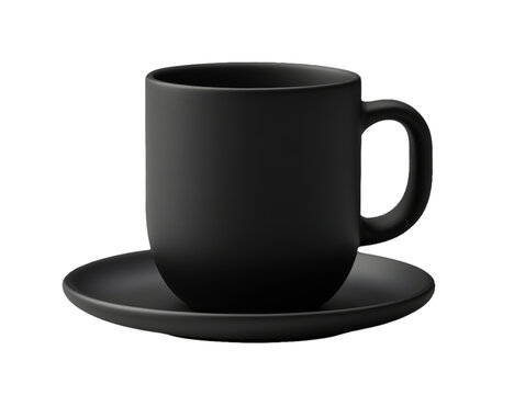 [免摳素材]黑色啞光咖啡杯和茶碟組合